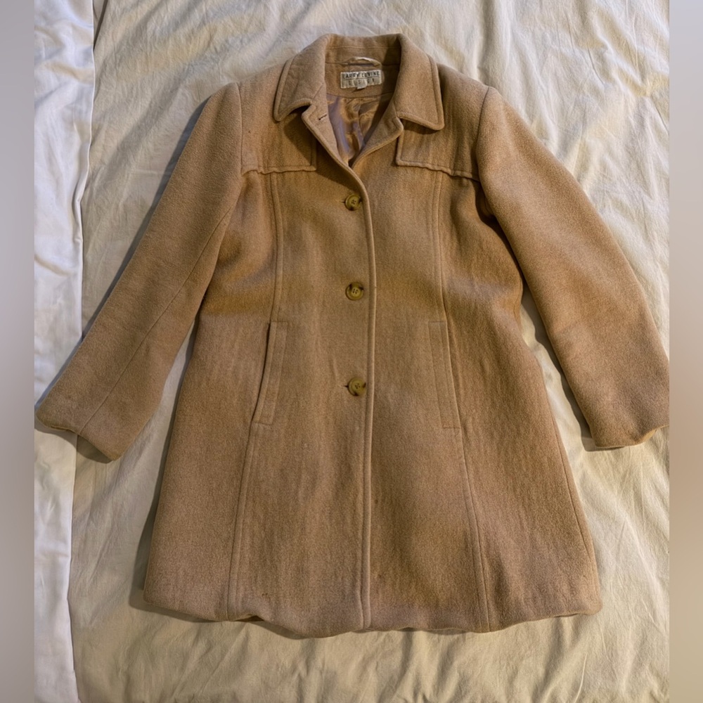 Larry Levine 100% Camel Hair Classic Tan Trench Coat